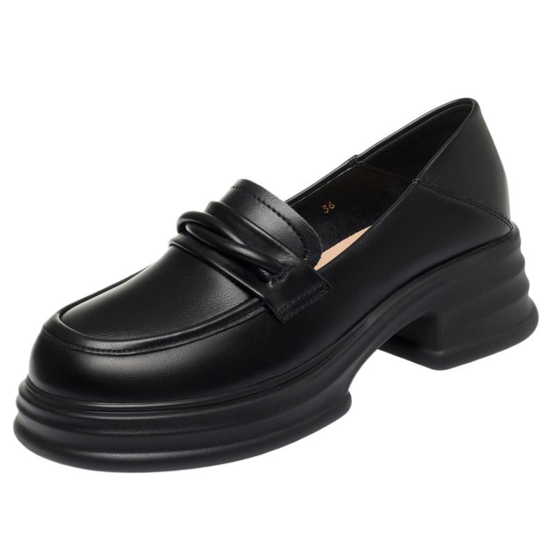 Лоферы на толстой подошве для женщин, новые туфли из мелкой кожи, для поездок на работу, рабочая обувь на мягкой подошве, весенне-осенние туфли.