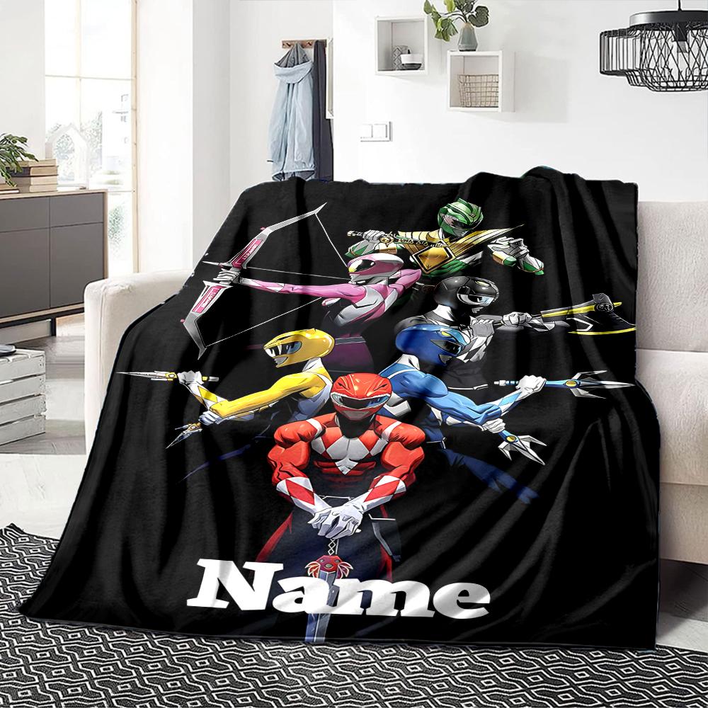 Custom Name Power Rangers Adventure Party Blanket For Couch Bed Plush Cozy Fuzzy Blanket Super Soft Warm Blankets For Fall And Winter 0916263