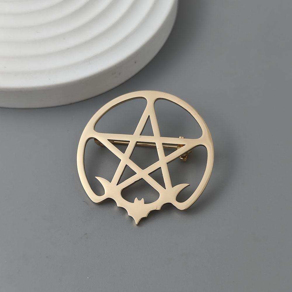 Pentagram series stainless steel brooch, symbolizing the positive energy of warding off evil, symbol of cultural lapel jewelry.