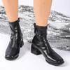 Block Heel Skinny Boots Autumn New Square Toe Spliced Rear Zipper Anti-Slip Wear-Resistant Short-Thigh Boots