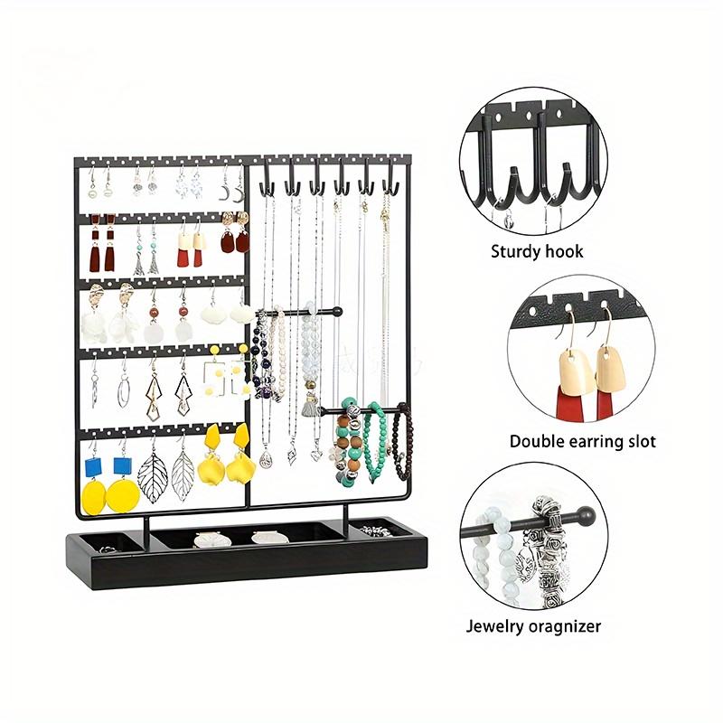 1 шт. 5-уровневая подставка для украшений, подставка для сережек, подставка для сережек с деревянным подносом, органайзер для украшений для сережек, ожерелий, браслетов, часов и колец