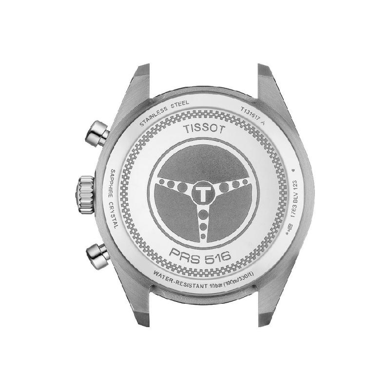 Tissot Классические мужские часы с хронографом – Tissot PRS 516, Swiss-Made, 45 мм, нержавеющая сталь, синий циферблат с гильошированием «солнечные лучи», серебристые T131.617.11.042.00
