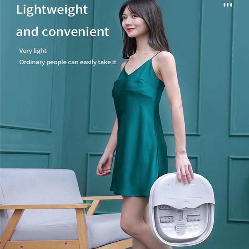Foldable Foot Bath Massager Smart Roller Massage Portable Bathtub Foaming Foot Soaking  with Lid Massage Bucket Collapsible