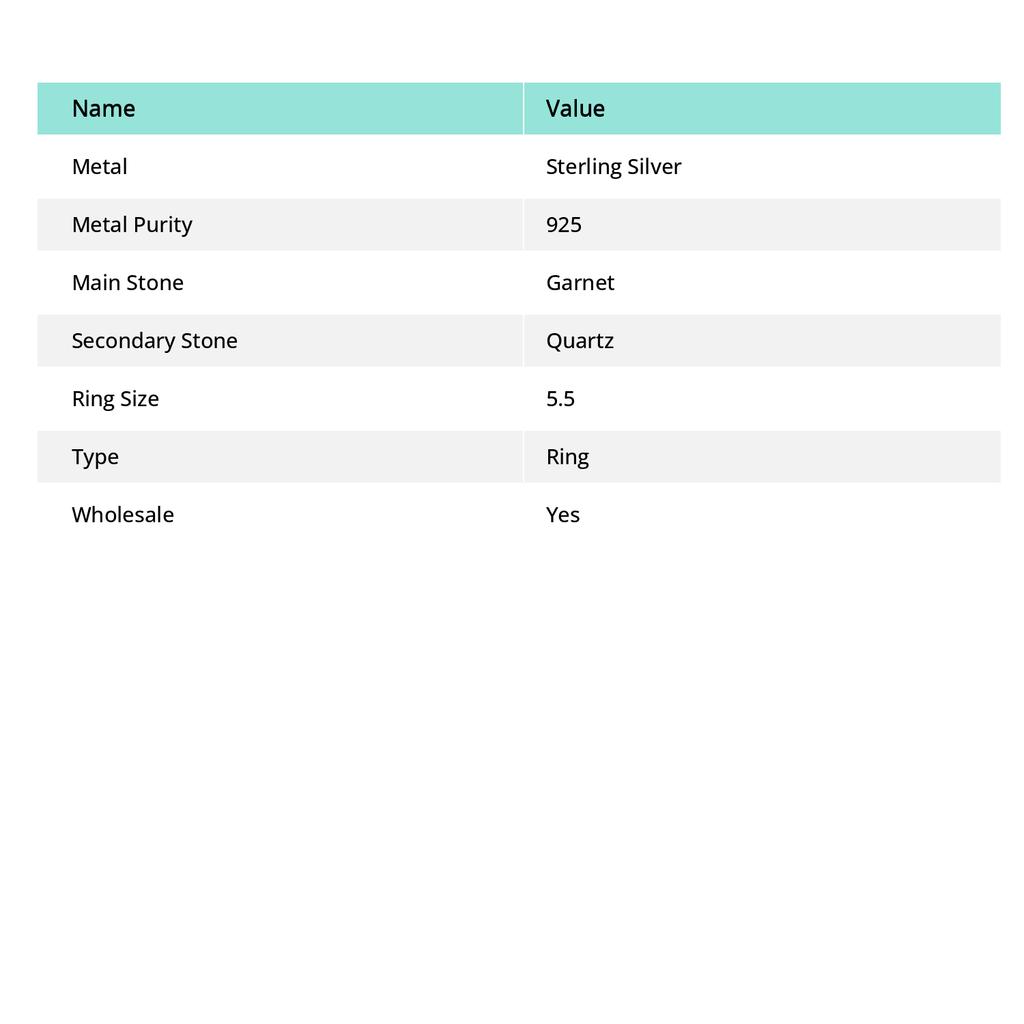 Кольцо из серебра 925 пробы с натуральным гранатом, кварцевым драгоценным камнем, размер 5,5 i0C91