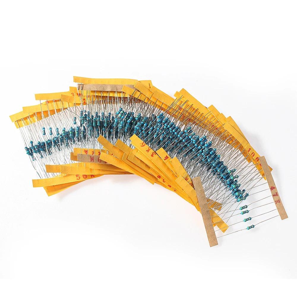 500 шт., 50 значений, 1/4 Вт, набор резисторов в ассортименте, комплект металлопленочных резисторов 1 Ом ~ 10 м, высококачественный набор резисторов 39 К, 47 К, 56 К, 68 К