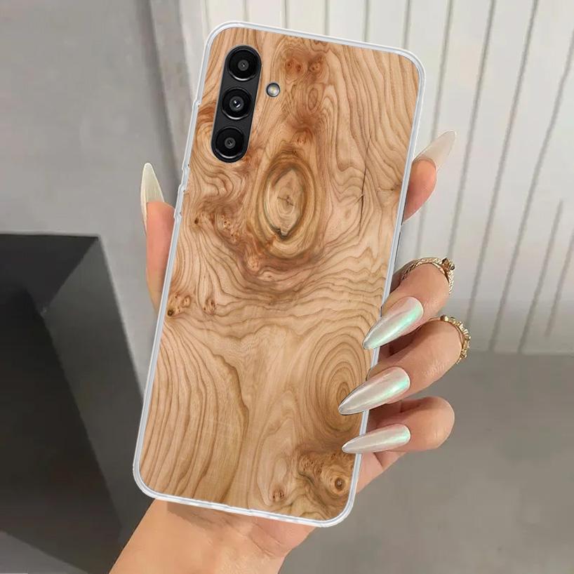 Деревянный чехол с узором для Samsung Galaxy A17 A16 A37 A26 A36 A57 A56 A15 A25 A35 A55 A14 A24 A34 A54 A13 A23 A33 A53 Ga