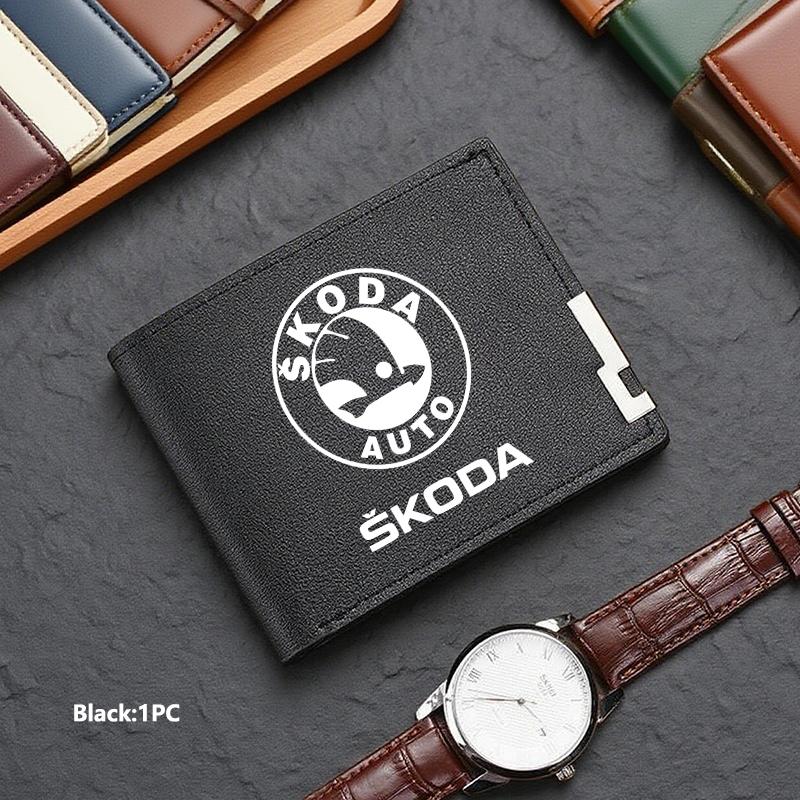 TTJJ2 Men Wallet ID Credit Card Holder License Bag Gift Accessories For Skoda S Kodiaq Octavia 2 3 Yeti Karoq Rapid Fabia VII VRS