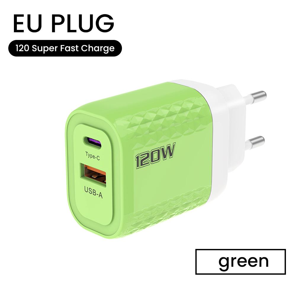 2 порта 120 Вт быстрая зарядка USB Type C зарядное устройство PD QC 3.0 USB C зарядное устройство адаптер вилки EU/US/UK для iPhone Xiaomi Samsung