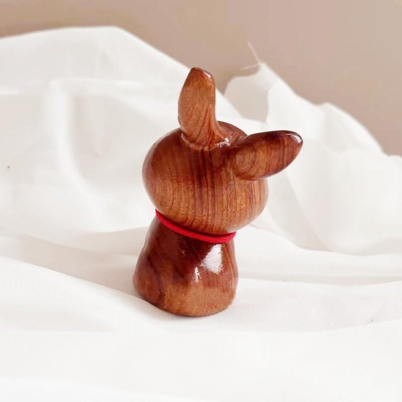 Pear Wood Carving miniature Cute Little Bunny Decor home Office Desktop Decoration Zodiac Rabbit Living Room Housewarming gift
