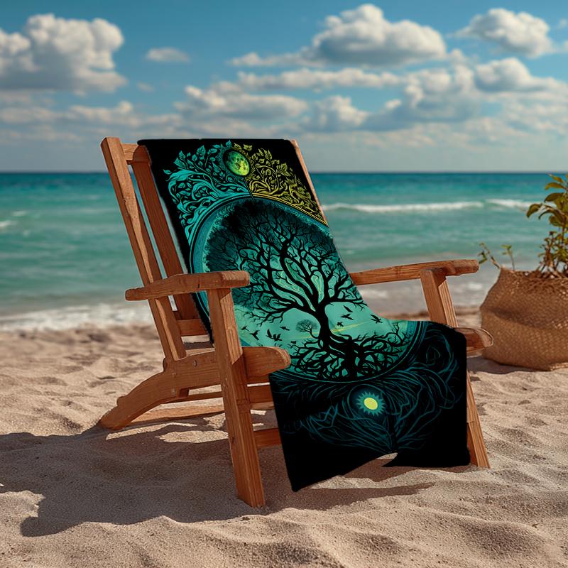 Viking Runes & Tree of Life Fashion Beach Towel: Ideal for Summer Adventures Soft, absorbent and quick drying suitable for swimming and bathing