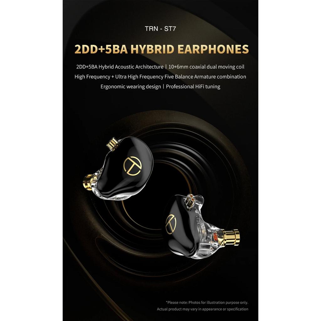 TRN ST7 Bass 2DD+5BA Hybrid Wired Earphones Earbud HIFI Sport Noise Cancelling Headsets for TRN Conch