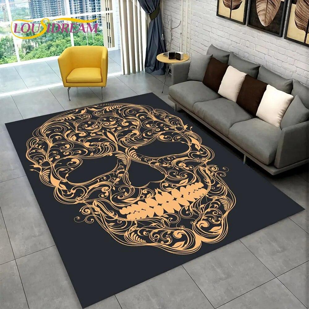 3D Creative Gothic Horror Skull Modern Area Rug,Carpet Rug for Living Room Bedroom Sofa Doormat Decor,Kitchen Non-slip Floor Mat