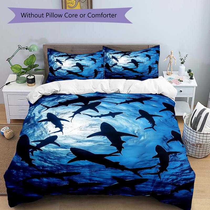 3pcs bedding set Shark Includes 1 Comforter + 2 Pillowcases, Without Pillow Inserts, Soft Comfortable,a0909142