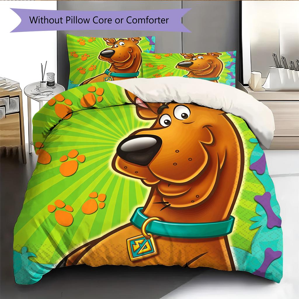 Постельное белье с рисунком Скуби-Ду Комплект одеял Декор для дома Подарок (1 пододеяльник + 2 наволочки без наполнителя)