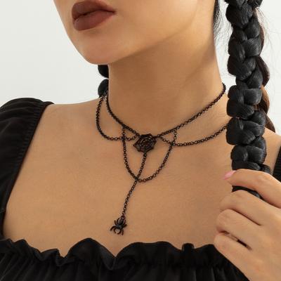 Аксессуары, простое ожерелье с черной кисточкой-цепочкой, милое и крутое ожерелье с паутиной для Хэллоуина для женщины