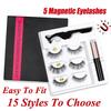 15 Styles 3 Pairs/Lot 5 Magnet Mink Eyelashes with Tweezers Eyeliner Easy Fit Women Beauty Handmade