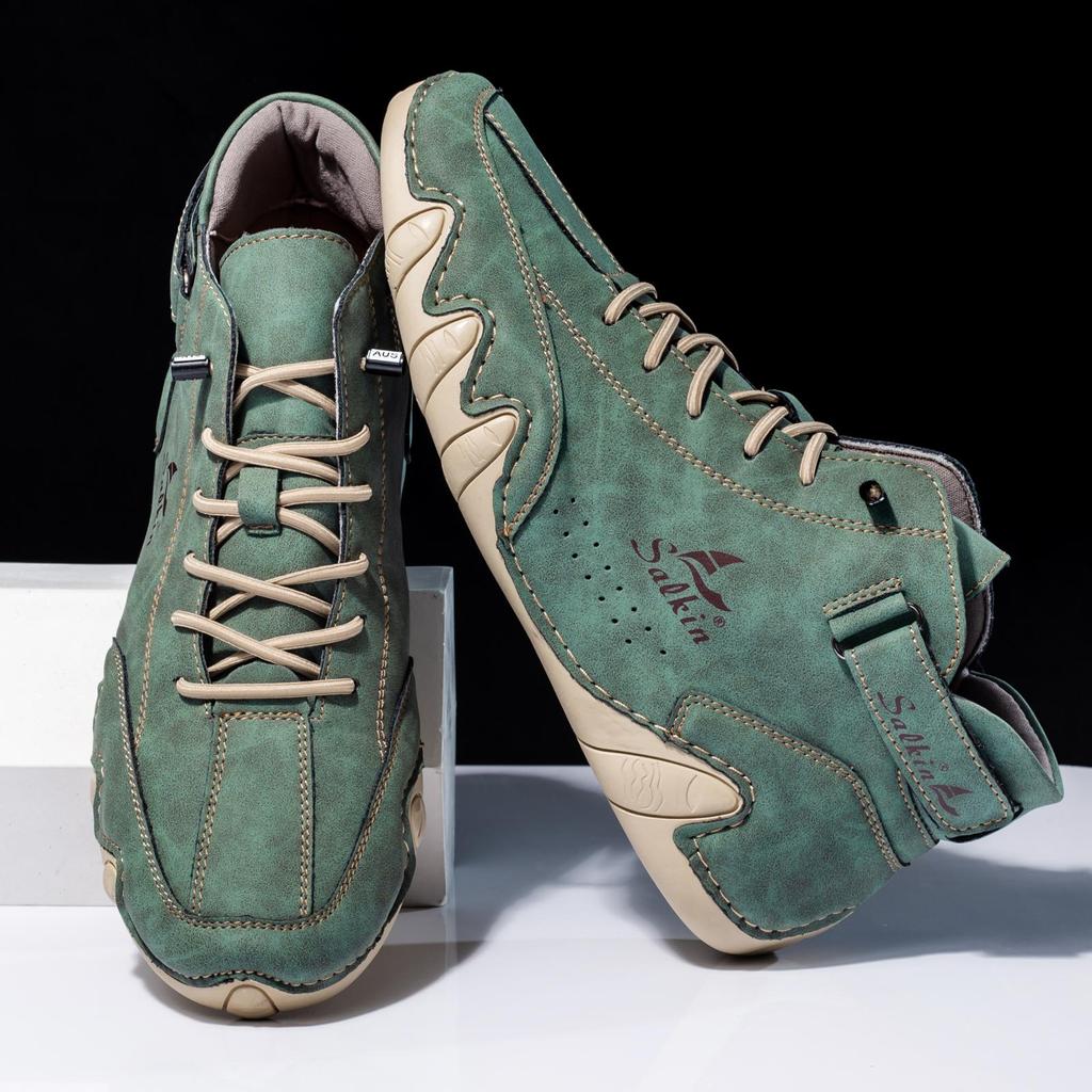 Men' Hand-stitching Split Leather Shoes Loafers Comfortable Ankle Boots For Men Casual Shoes Moccasins Man Flats Shoes