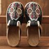 Women's Embroidered National Style Black Slippers - Hand-Woven Summer Footwear