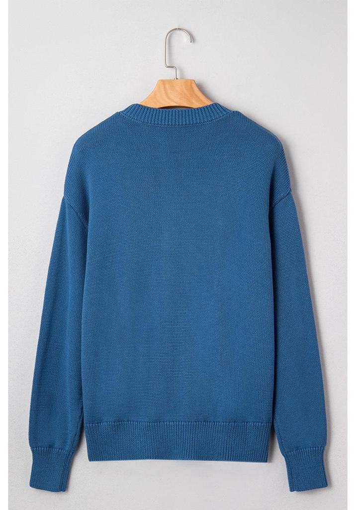 Women's Casual Autumn Embroidered Letter Pullover - Round Neck, Long Sleeve, Versatile Style