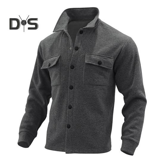 Men Jacket Lapel Single-breasted Top Solid Color Slim Thickened Warm Coat Casual Autumn Winter Outwear for Daily Wear