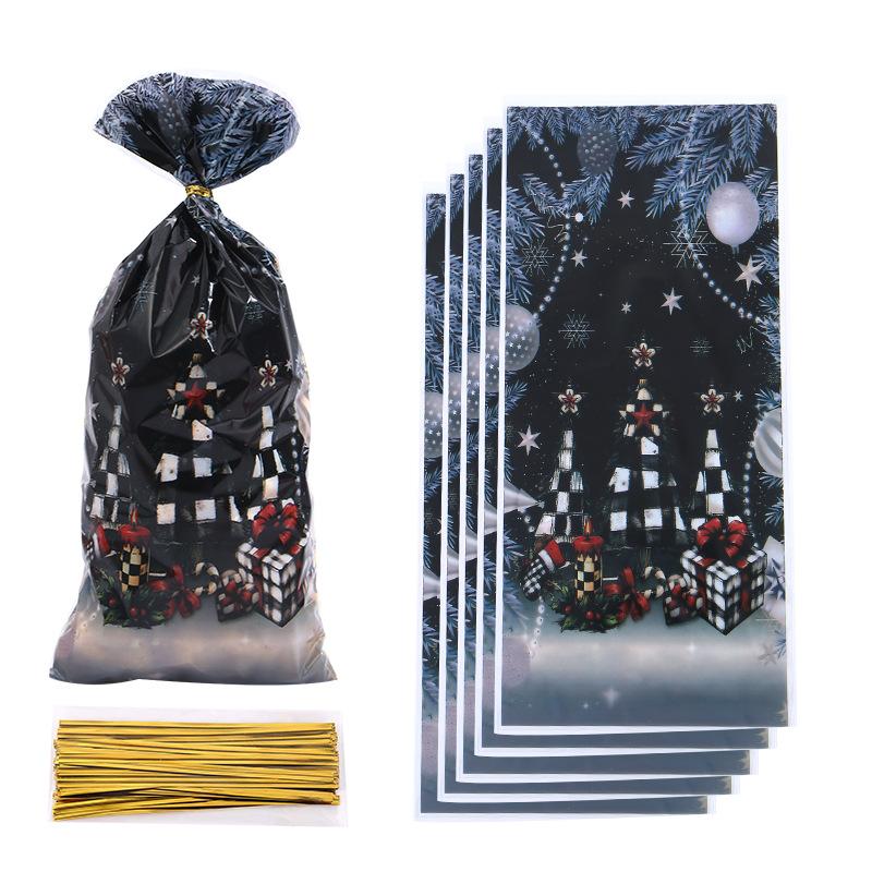 50/100Pcs Christmas Gift Bags Christmas Decorations For Home 2025 Xmas Gifts New Year 2026 Santa Claus Snowman Packaging Bags