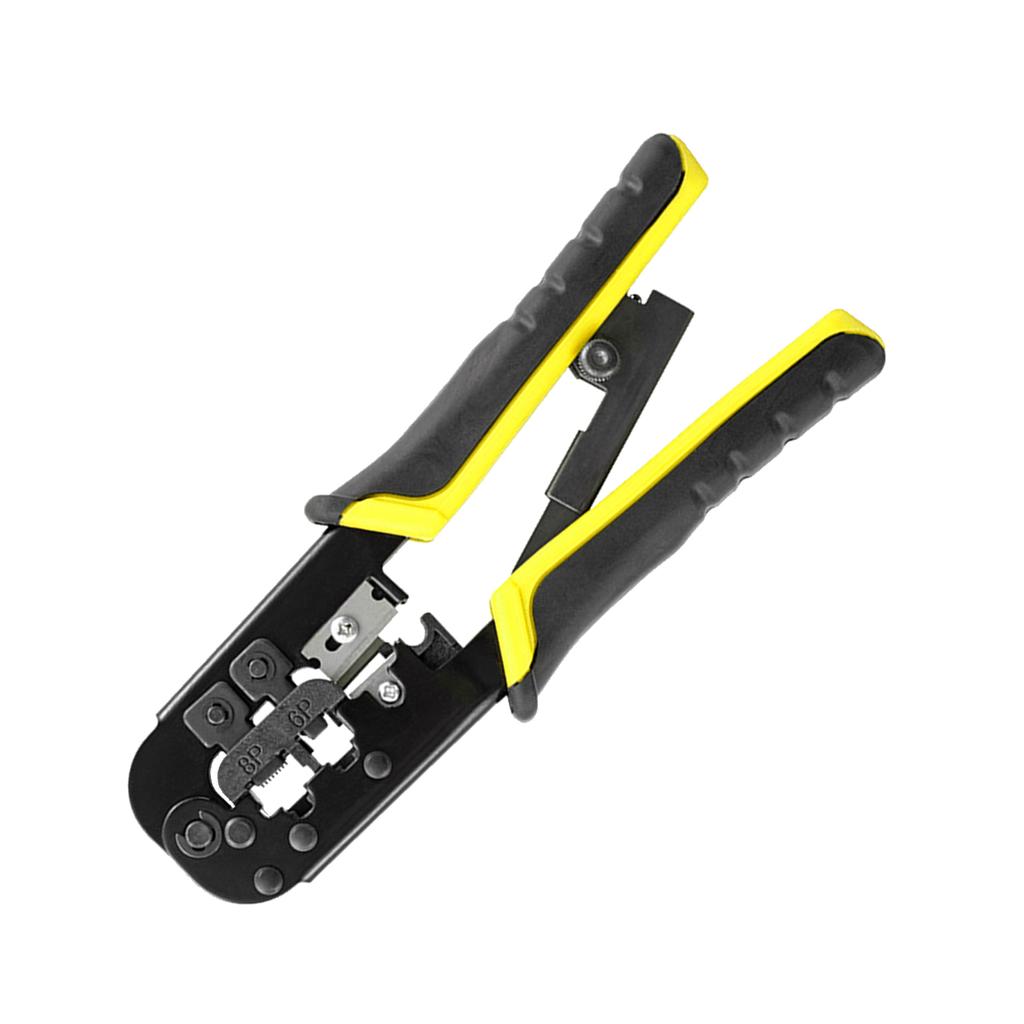 Ratcheting Crimping Tool 3 In 1 Multifunction Wire Crimpers Stripper Cutter, 8P 6P Network Line