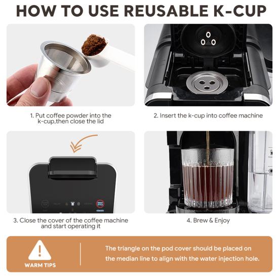 Stainless Steel Reusable K Cups Coffee Pods for Keurig 1.0 Universal Refillable K-Cup Coffee Filters with Brush Spoon Spoon BPA-Free Preserve