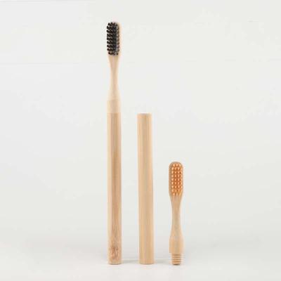 Eco Friendly Biodegradable Soft Disposable Natural Round Handle Detachable Replaceable Head Customizable for Toothbrush