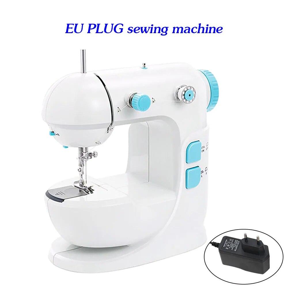 Mini Sewing Machine Portable Handheld Stitch Sew Needlework Cordless Clothes Fabrics Hand Electric With Pedal Power