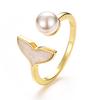 Simple Pearl Fishtail Open Ring Women'S Fashion Personality Trendy Little Finger Cold Wind Ring Advanced Sense