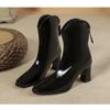 Мода 2024 Новые женские сапоги Женские ботильоны Толстый каблук Квадратная головка Высококачественный дизайн обуви Осенняя мода женские сапоги