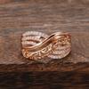 Luxury  Rose Gold Ethnic Bride Wedding Ring Hollow Flower Natural Zircon Women Rings Trend Daily Vintage Jewelry