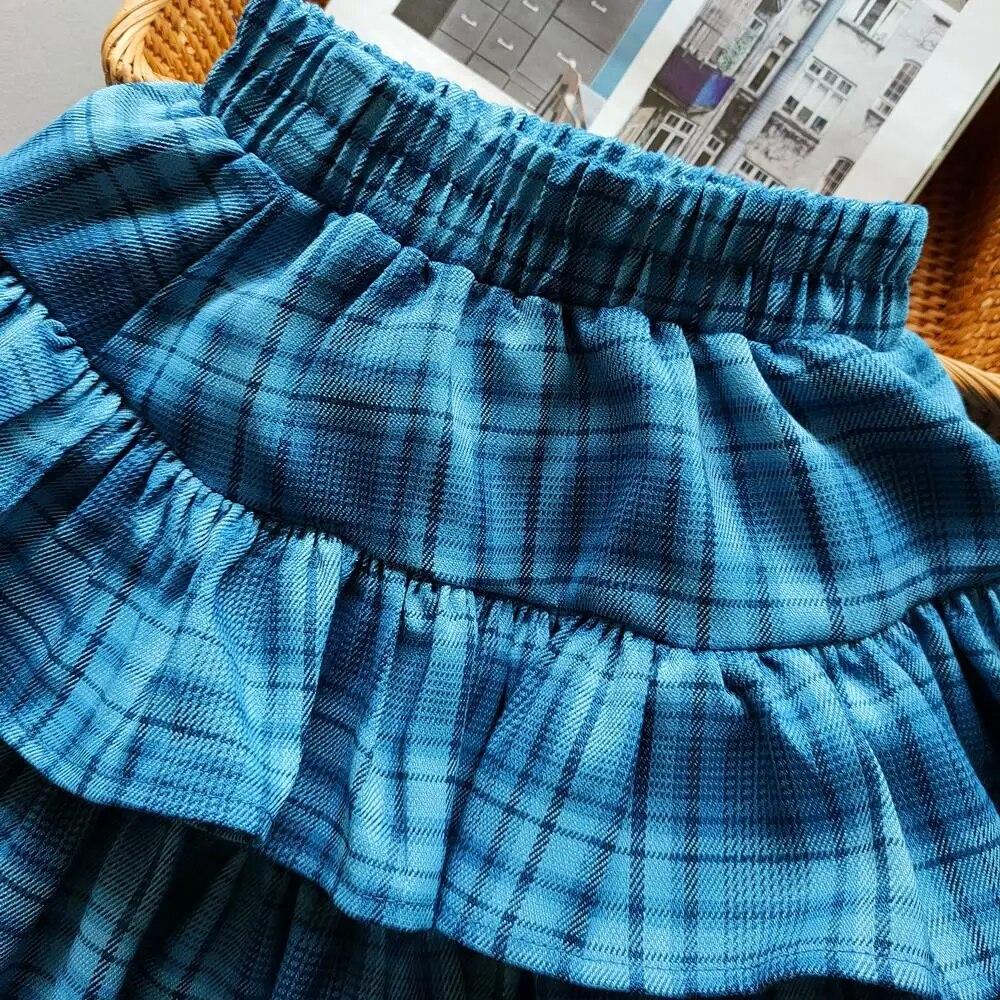 Plaid Ruffled Kids Baby Girls Cake Skirts Princess Ball Gown Pleated Tutu Skirts for Summer Autumn Children's Short Skirt