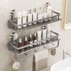 No-punch Shower Storage Shelf Carbon Steel Shampoo Storage Rack Suction Cup Bathroom Rack  Corner