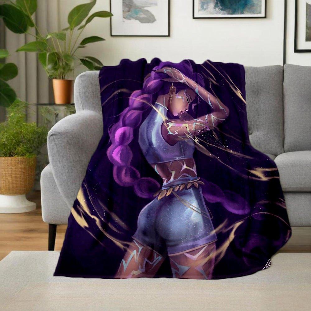 "Galactic Elegance: Purple Starry Night Crop Top & Shorts Set"Blanket Lightweight Flannel Throw Blanket for Sofa, Bed, Travel, Camping, Livi