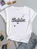 (Asian Size) Women Letter Sweet Lovely Cute Short Sleeve Fashion Tee Top Clothing Print Lady Casual Tshirt Female Graphic T-shirts