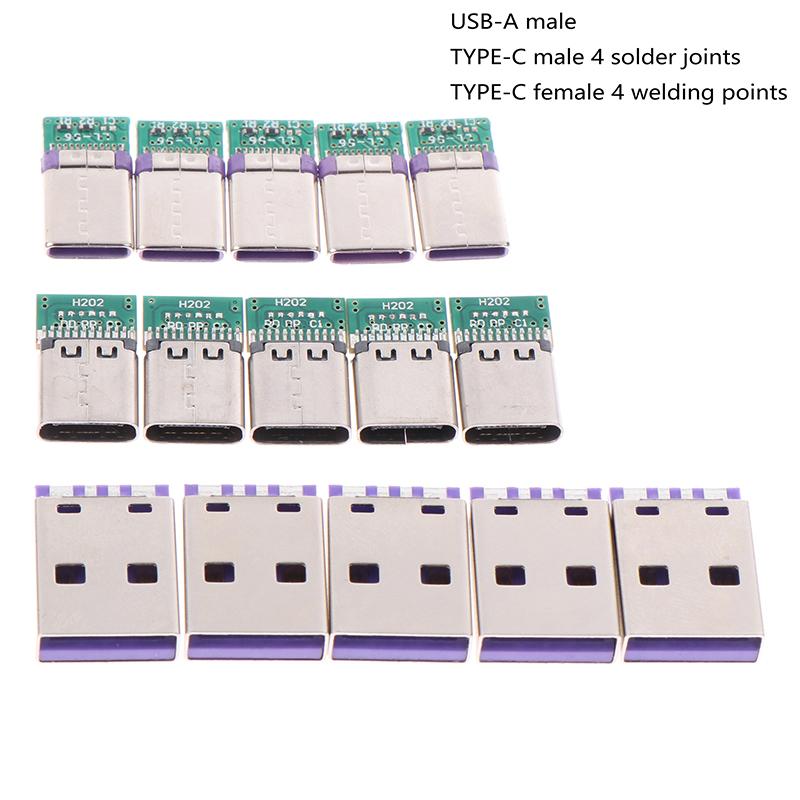 5 шт. разъем USB 3.1 типа C припой провода и кабель поддержка печатной платы