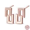 100% 925 Sterling Silver Rose Gold Heart Geometric Pave CZ Hoop Earrings for Women Wedding Engagement Birthday Jewelry Gift 2023