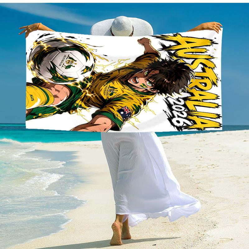 1pc Football Passion Australia Cartoon Quick Dry Microfiber Bath Towel for Swimming Surfing Camping Unisex Holiday. SJT7201185