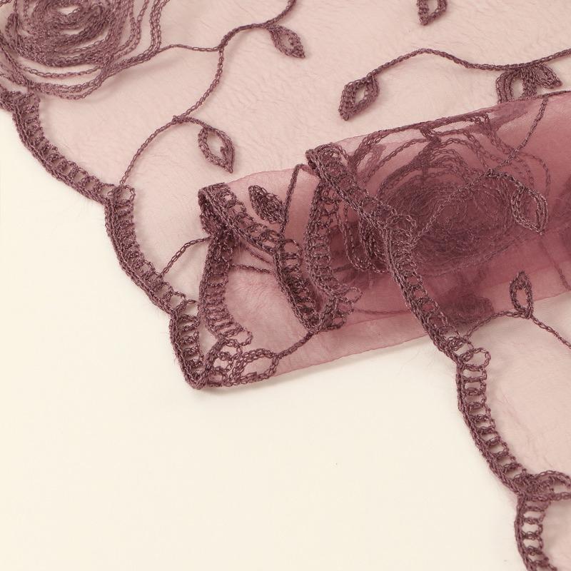 Hot-selling New Rose-embroidered Polyester Square Scarf Fashion Versatile Spring, Summer and Autumn Decorative Shawl Bag Headscarf