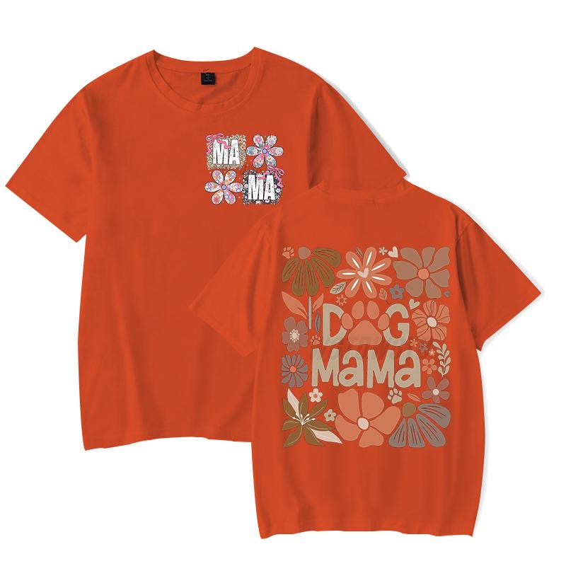 Футболки Dog Mama Fashion Casual Забавный подарок для владельца собаки Футболка с коротким рукавом Цветочный Бохо Винтажный дизайн футболки Женская одежда