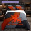 Netherlands Football Pattern 3 Pieces Bedding Set Soft Microfiber Duvet Cover with Pillow Cases for Bedroom