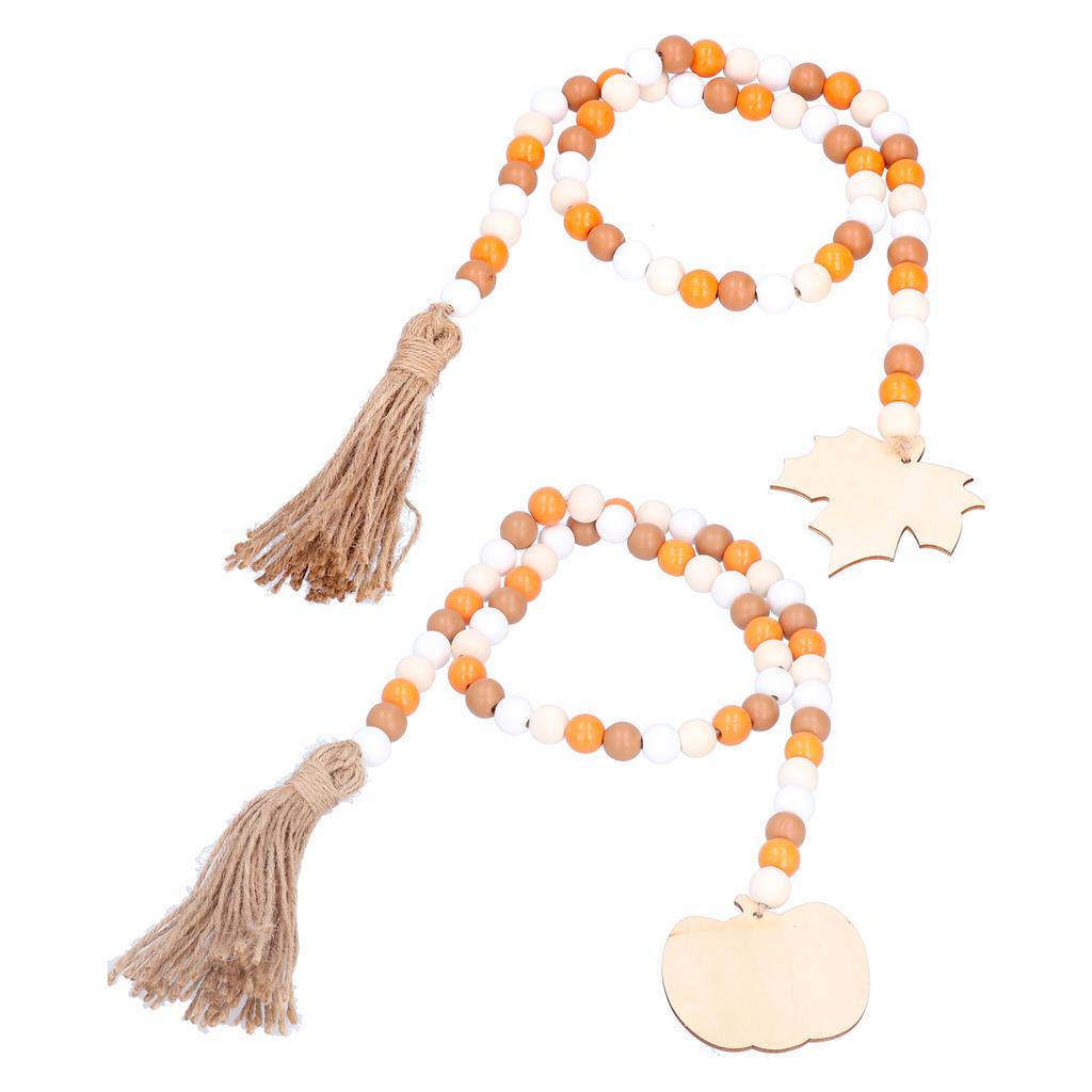 Wood Bead Garland with Tassels Wooden Rustic Bead Ornament for Home Decoration and Festival Decorati