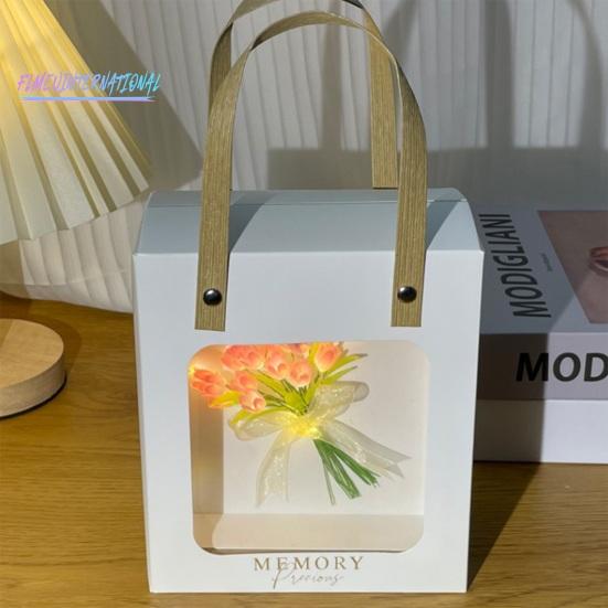 Ночник с цветком тюльпана, деревянная фоторамка ручной работы - 13/10/16, лента с цветами, квадратный подарок, сделай сам, светящийся букет тюльпанов, ночник