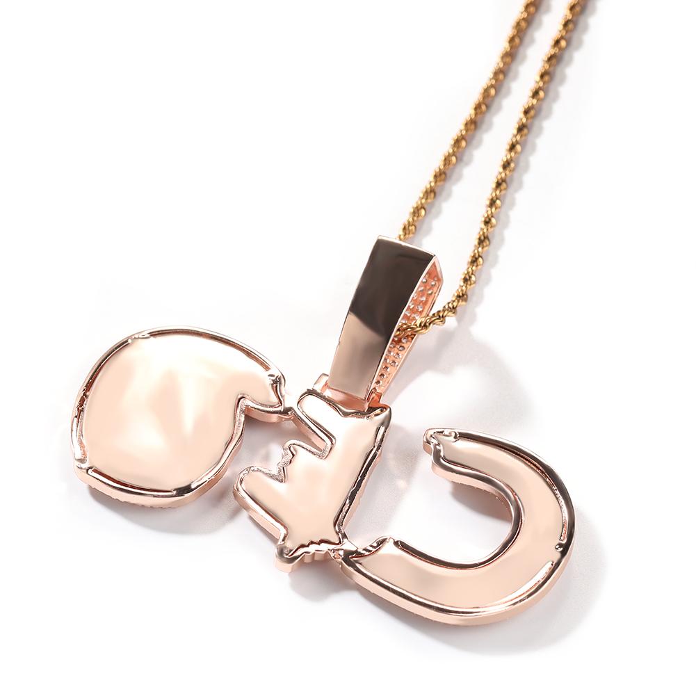 THE BLING KING Custom Bold Brush Font Letter Name Pendant Necklace Micro Paved Out Cubic Zirconia Chain Necklace Hiphop Jewelry