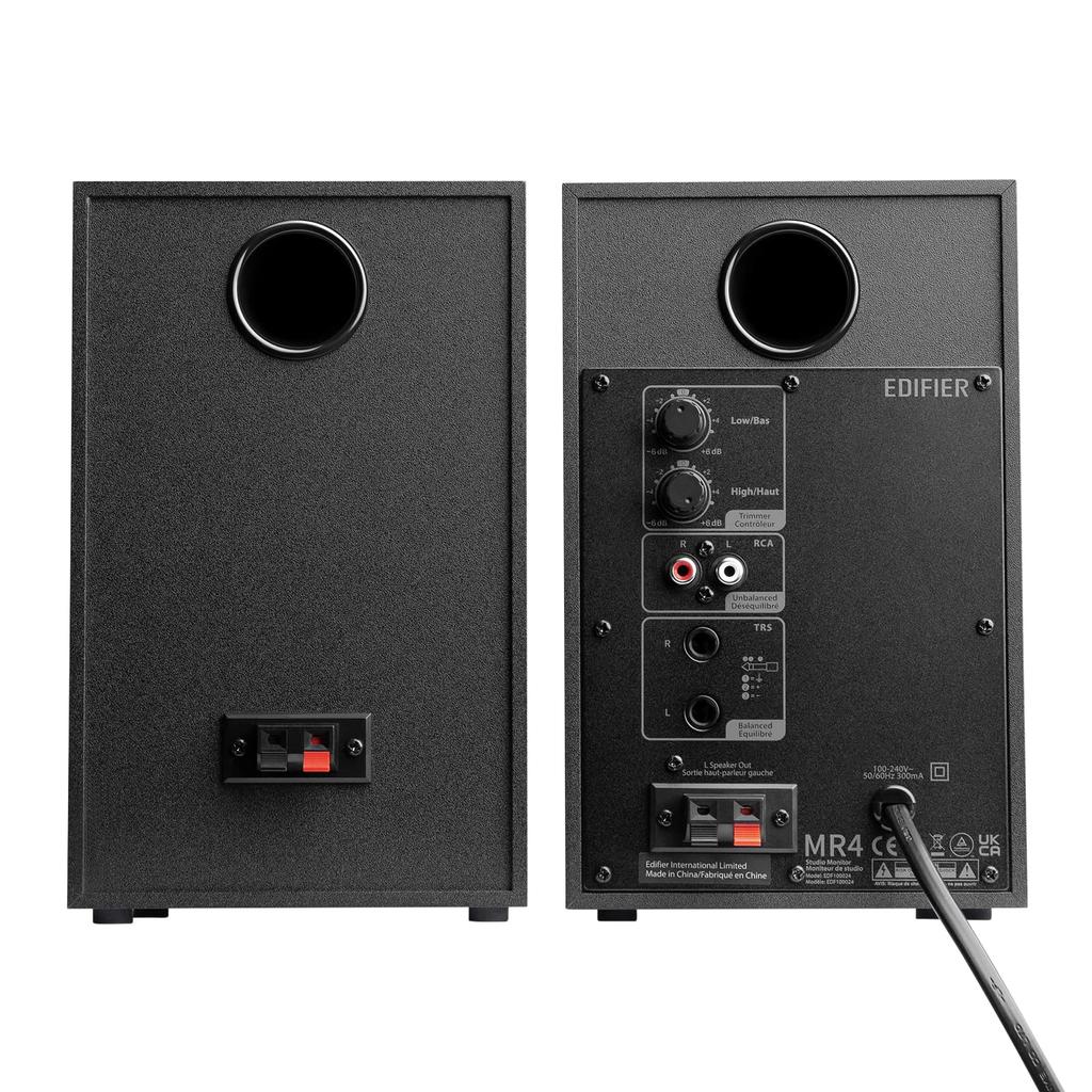Edifier MR4 42W Studio Monitor Active Nearfield Monitor TRS Balanced Stereo Mini Mode Black Speaker, Speaker, Input/RCA/3.5mm Plug, Monitor/Music