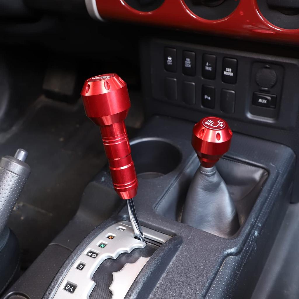 DIYUCAR Car Gear Stick Shift Lever Knob, Gear Stick Shifter Head, Aluminum Alloy (Red) for Toyota FJ Cruiser 2007-2021