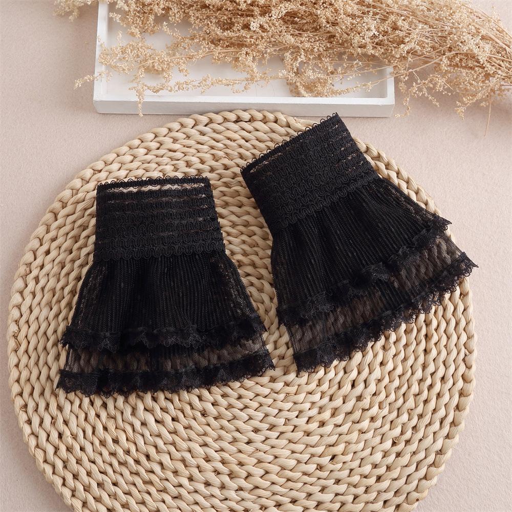 Милый кружевной цветочный свитер со съемными манжетами для девочек, белые ложные рукава, декоративные оборки, плиссировка, ложные манжеты, утеплители для запястий