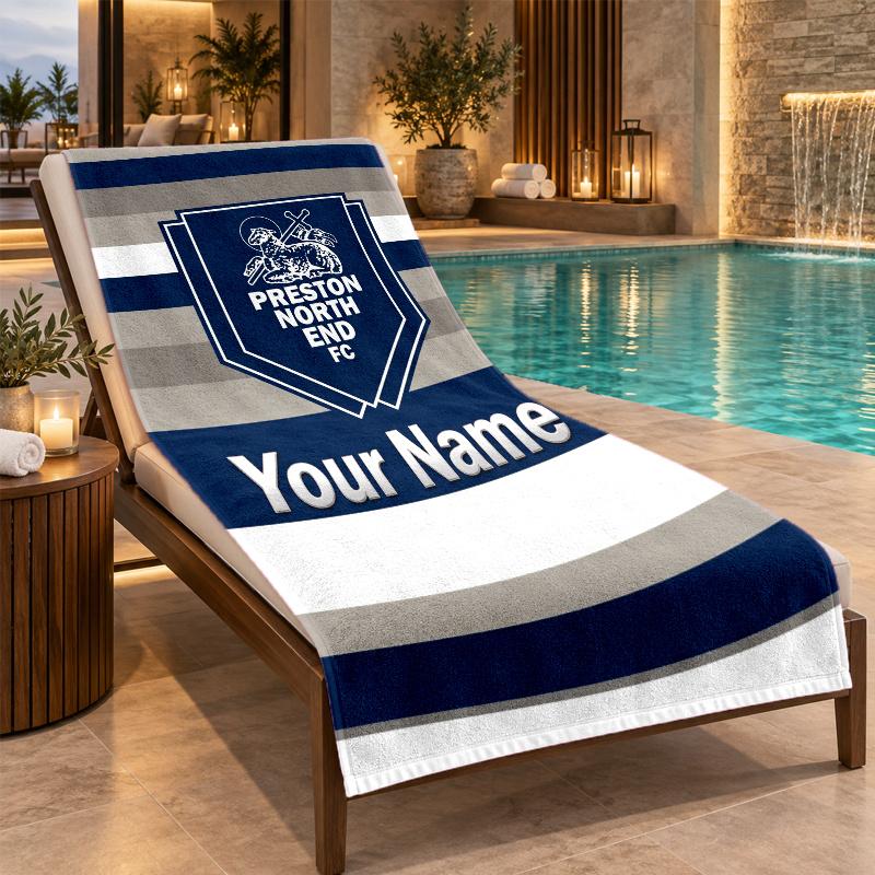 Custom Name Preston North End Beach Towel Personalized Text Soft Towel Swimming Travel Bath Gift