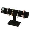 T Bar Bracelet Holder Flannelette Appearance Delicate Modern Watch Display Stand Jewelry Display Black